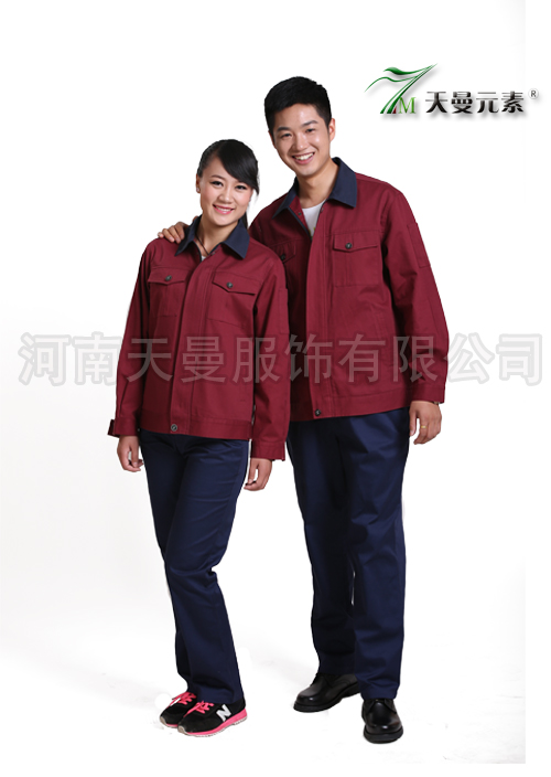 滌棉深紅長袖工作服TMC007-1